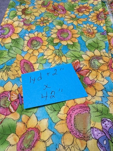 Colorful Sunflower & Butterfly Pattern Cotton Fabric 19 " x 42" By Sue Zipkin - Picture 4 of 7
