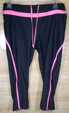 Xersion Women’s Performance Leggings Sz M Black Pink Trim Fitted Activewear