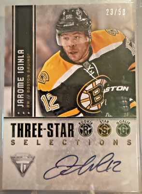 2013-14 TITANIUM #3S-JI JAROME IGINLA THREE-STAR SELECTIONS AUTO /50 BRUINS