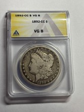 1892 CC Morgan Silver Dollar ANACS VG8 Tough Date CC