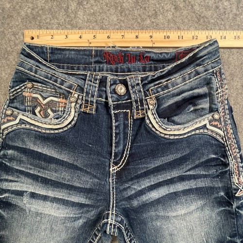 Rock In La Jeans Herren 28x32 Classic Straight Distressed bestickt Denim - Bild 12 von 18