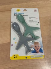 NEW Baby Airplane Spoons 2 Jet Toddler Soft Grip Feeding Spoons