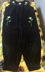 Girls Embroidered Black Corderoy Jumpsuit Size 5