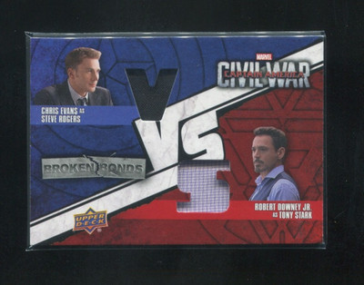 2016 CAPTAIN AMERICA CIVIL BROKEN BONDS DUAL RELIC STEVE ROGERS  TONY STARK SP