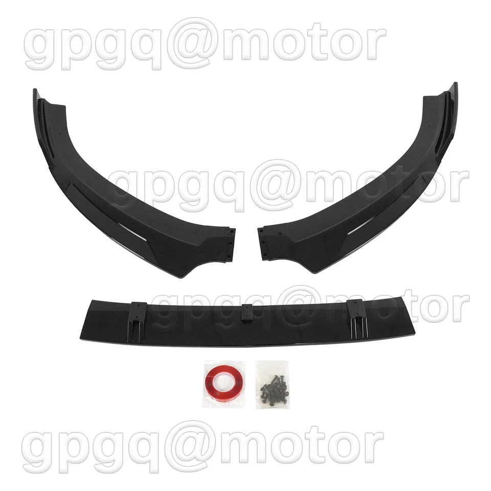 For Audi A3 S3 S-Line 8V 2013-16 Glossy Black Front Bumper Lip Splitter Spoiler - Image 3 of 4