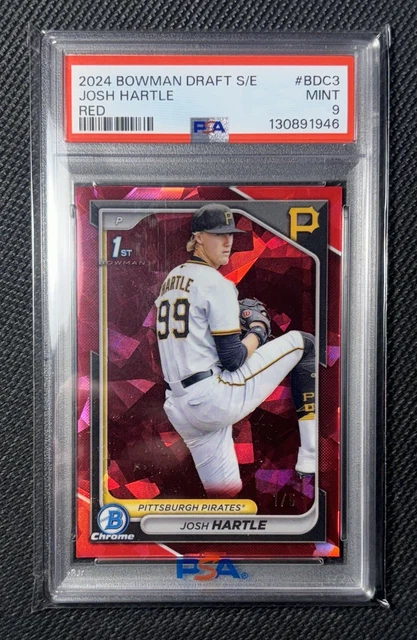 2024 Bowman Draft Sapphire Josh Hartle 1st Red Refractor /5 #BDC-3 Psa 9