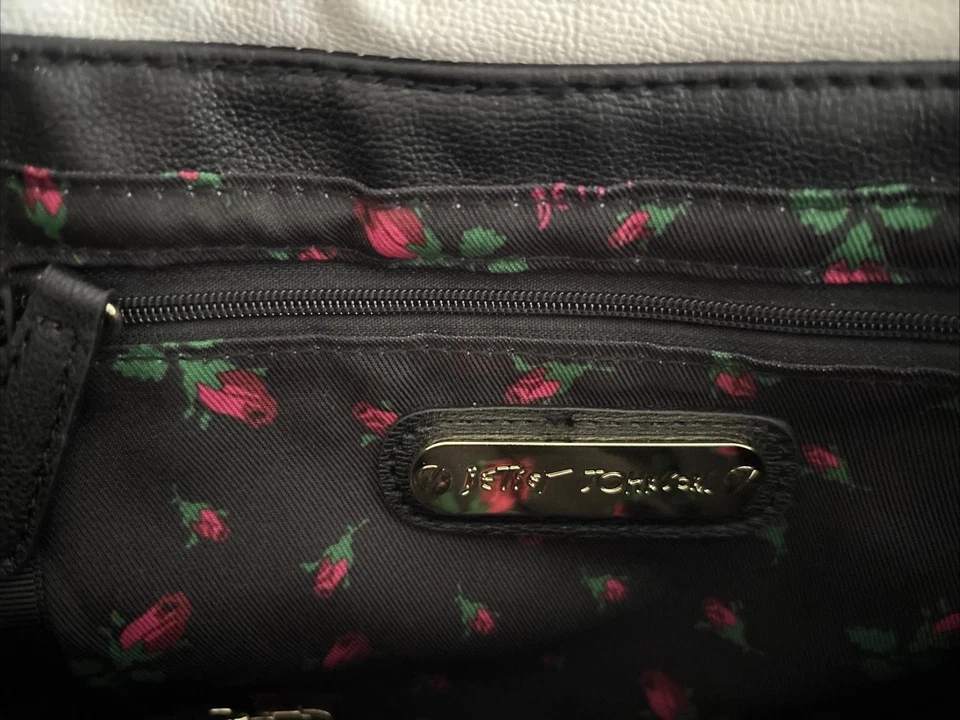 Betsey Johnson black and white polkadots and striped bow clutch - Image 3 of 3