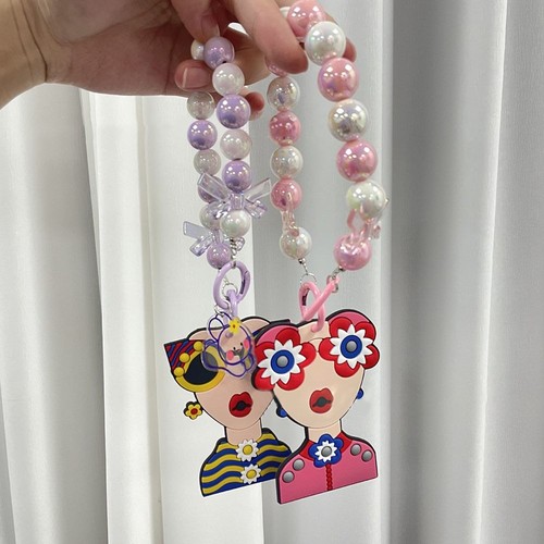 Detachable Bag Pendant Dopamine Phone Lanyard Round Bead Phone Charm Women - Photo 6 sur 12