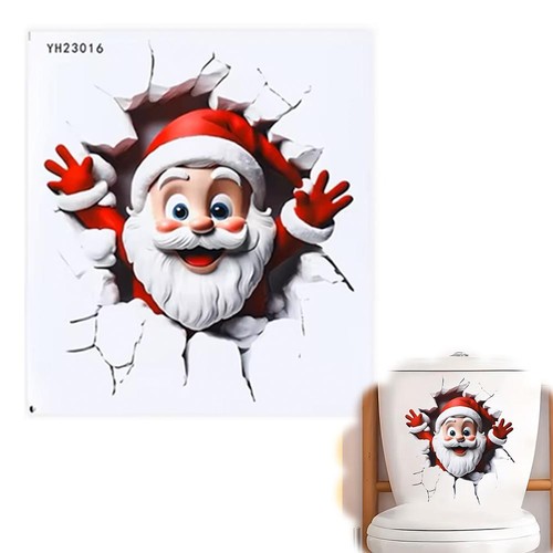 Calcomanía de pared Papá Noel Break Through reno creativa Navidad pegatina de pared - Imagen 8 de 22