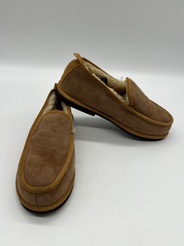 L.L. Bean Wicked Men 12 Brown Suede Good Shearling Lined Moccasin Slipper Shoes. - Picture 14 of 15