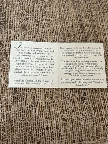Waterford Holiday Heirloom Christmas Stocking # 118432 2001 First Issue Ornament - Picture 12 of 14