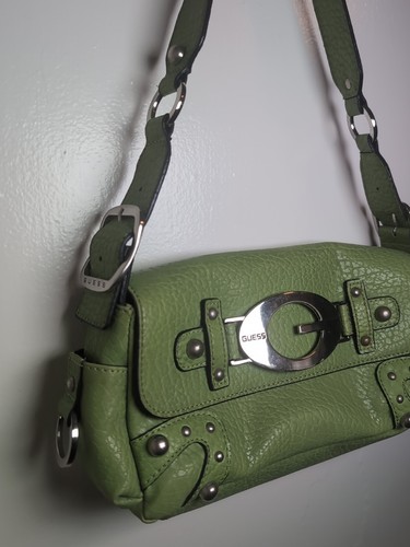 Vintage Y2K Guess Green Faux Snake Skin Purse Crossbody Bag Shoulder - Picture 2 of 6