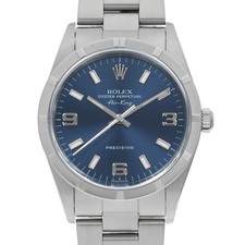 ROLEX Air king 14010 blue 369 white bar A Number second hand mens