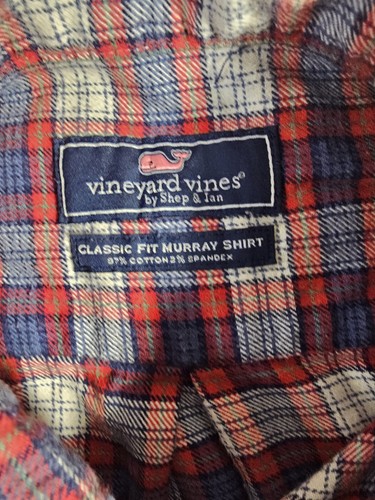 Vineyard Vines Shirt Mens XL Red Blue Plaid Classic Fit Murray Button Up Flannel - Picture 6 of 11