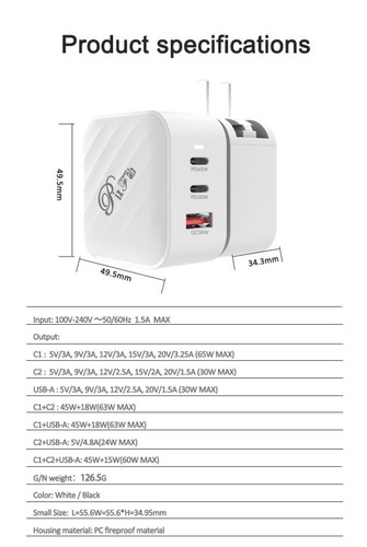 Véritable 65W Rapide Mural Chargeur Puissance Adaptateur Pour Samsung A56 A36 - Photo 10 sur 17