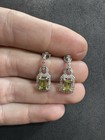 Drop Stud Earrings Jewelry lot U 3.3g Sterling Silver 925 Peridot & Diamond