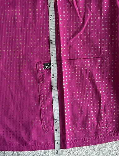 Koi Lite Scrub Top Women’s Large Iridescent Azalea Pink Sparkle Nursing Medical - Picture 8 of 12