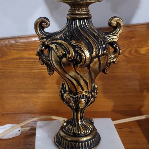 Vintage Italy Parlor GWTW Banquet Table Lamp Pink Round Floral Globe Pair - Picture 3 of 12
