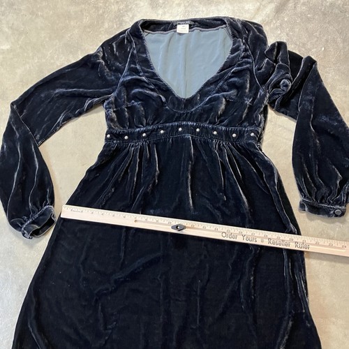 Patrizia Pepe Firenze Dress Womens Sz 44/ 8 Silk Blend Velvet V Neck Long Sleeve - Picture 4 of 11