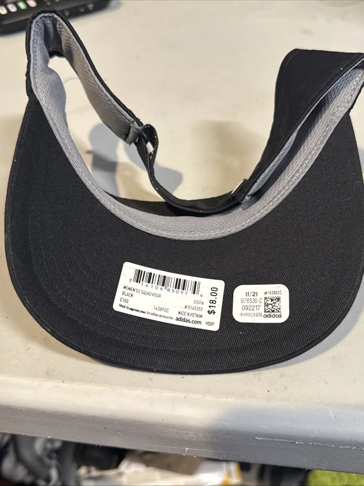 Visera Adidas CW Squad negra/blanca para mujer, talla única Foto 2 de 3