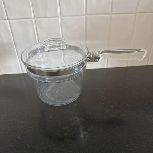 Vintage Pyrex 6283-U Double Boiler Insert 1.5qt Flameware Inner with Lid USA