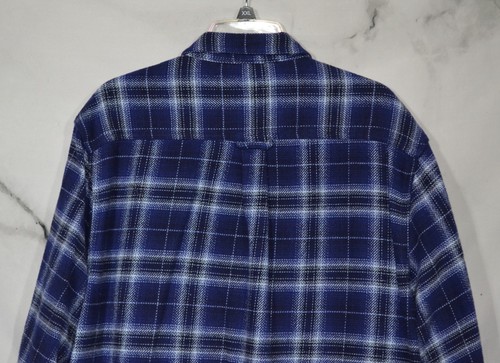 WOOLRICH Mens Blue White Plaid Brawny Flannel Buttonfront Shirt XL 100% Cotton - Picture 4 of 5
