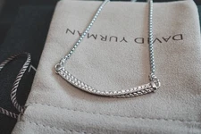 Diamonds/DAVlDYurmanStering/Silver/Crossover/Bar Pendant Necklace with  16-17"