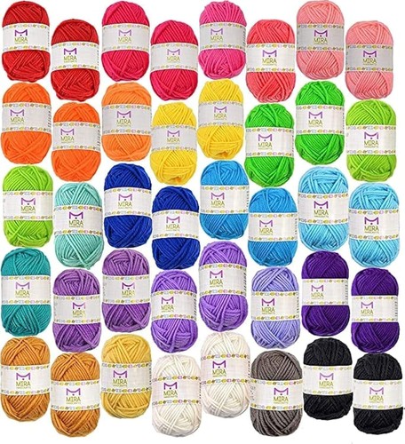 Mira Yarn Crochet Set 40 Acrylic Skeins 22 Yards Vibrant Rainbow Colors - Bild 1 von 8