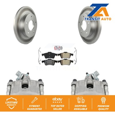 Rear Brake Caliper Coat Rotor & Semi-Metallic Pad Kit For 2004-2005 Mazda 3 2.0L
