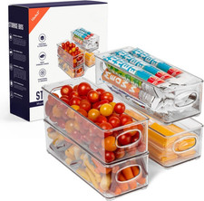Clear Plastic Pantry Organizer Bins 4 Pack Stackable Kitchen Fridge Storage Box