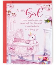 YiKaLus Cute New Baby Girl Card,Welcome New Baby Girl,Pink Congratulations Sh...
