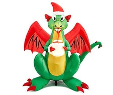 6 Foot Tall - Airblown Inflatable Animated LED Fire Breathing Christmas Drago...