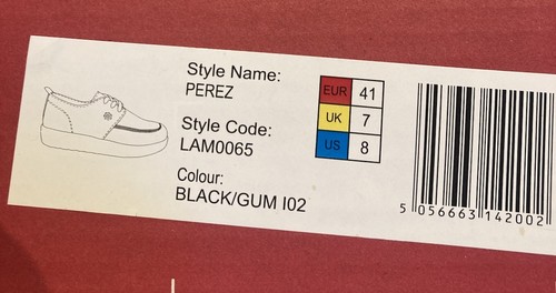 Lambretta Black Perez Casual Shoes Mod Retro Size UK 7 / EU 41 New with Box - Picture 8 of 8