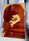Vintage 1983 Ukrainian Wood Marquetry Wall Art “Lviv Woman” USSR Modernist