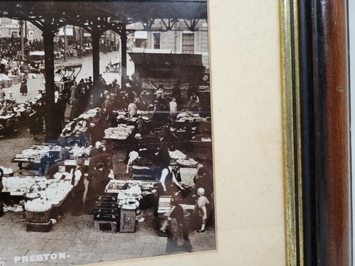 Vintage Photograph Preston The Market Place Historic Large Wooden Framed Rare - Picture 11 of 21