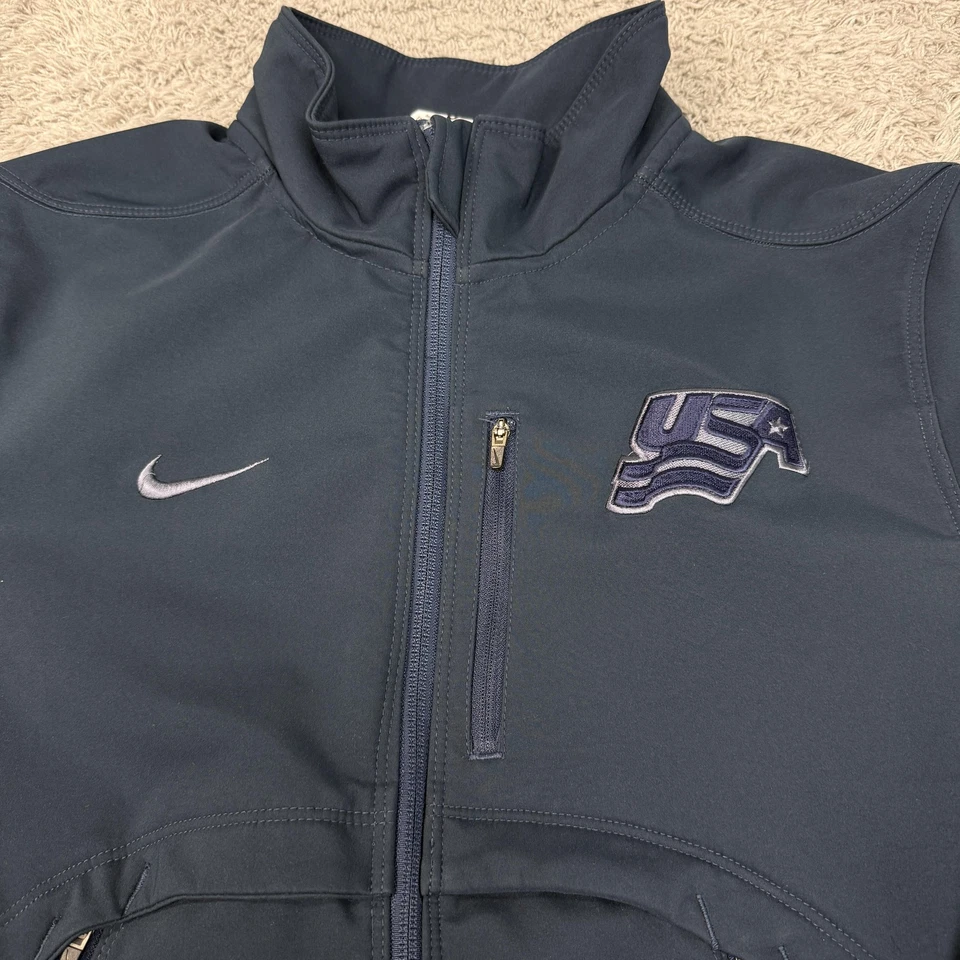 Chaqueta de hockey de EE. UU. para hombre pequeña azul marino NHL hockey sobre hielo Nike cremallera completa poliéster Foto 2 de 4