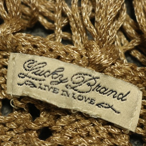 Lucky Brand Fringed Knit Rectangle Scarf LONG Light Brown 98x11.5 - Picture 9 of 13