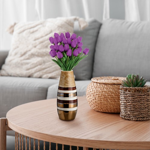 24Pcs Fake Tulips Artificial Flowers PU Tulips with Stems Purple - Bild 5 von 6