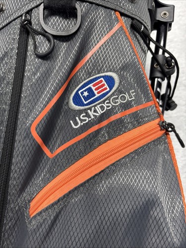 US Kids Golf Bag Ultralight 27” Gray Orange Carry Strap Stand Rain Top 4 Hole ⛳️ - Picture 11 of 13