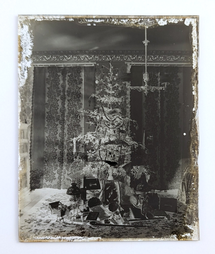 Antique Glass Plate Negative Christmas Tree Toys Hurricane Lamps Books Art Candy - Picture 7 of 12