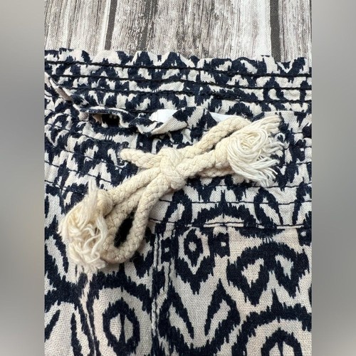 Cali 1850 Navy Cream Linen Blend Pants Womens Small - Picture 5 of 9