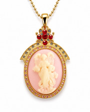 New Angel Vintage Style Cameo Pink Floral Oval Charm Lace Chain Necklace NE1024