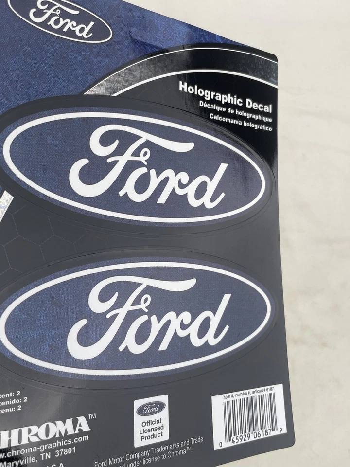 Calcomanía holográfica Ford con licencia auto hogar oficina equipaje paquete de 2 4 pegatinas Foto 4 de 4