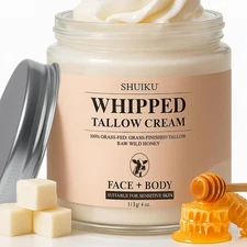 Whipped Beef Tallow for Skin Organic Grass Fed Beef Tallow and Honey Moisturizer