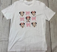 Minnie Mouse Pink Bow White T-Shirt Women  s Sz XL Tee