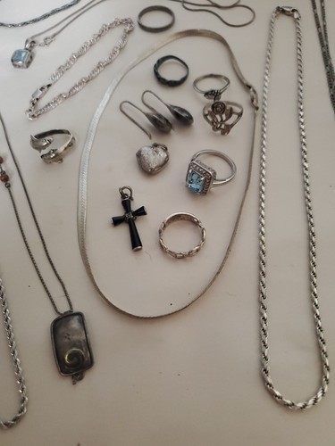 Sterling Silver Necklace's Ring Misc Lot # 1d scrap or wear - Picture 6 of 9