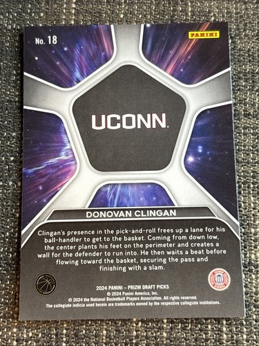 2024 Panini Prizm Draft Picks - Deep Space Donovan Clingan #18 Silver Prizm (RC) - Foto 2 di 2