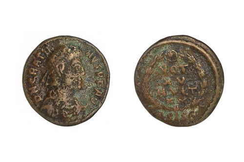 Gratian Emperor Bronze Coin With Whreat, Siscia Mint, Ancient Rome Solidus - Picture 6 of 6