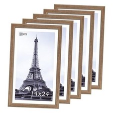 14x24 Frame Set of 5 - Brown Natural Textured Solid Wood 14 x 24 Walnut