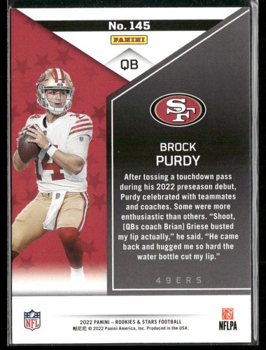 Brock Purdy RC 2022 Panini Rookies & Stars San Francisco 49ers - Picture 2 of 2